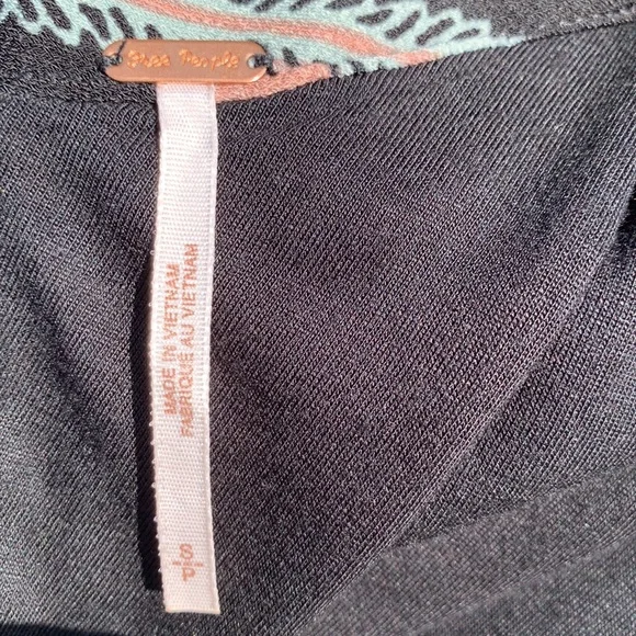 Free People Stella Black Patterned Mock Neck Lined Mini Dress - Picture 10 of 11